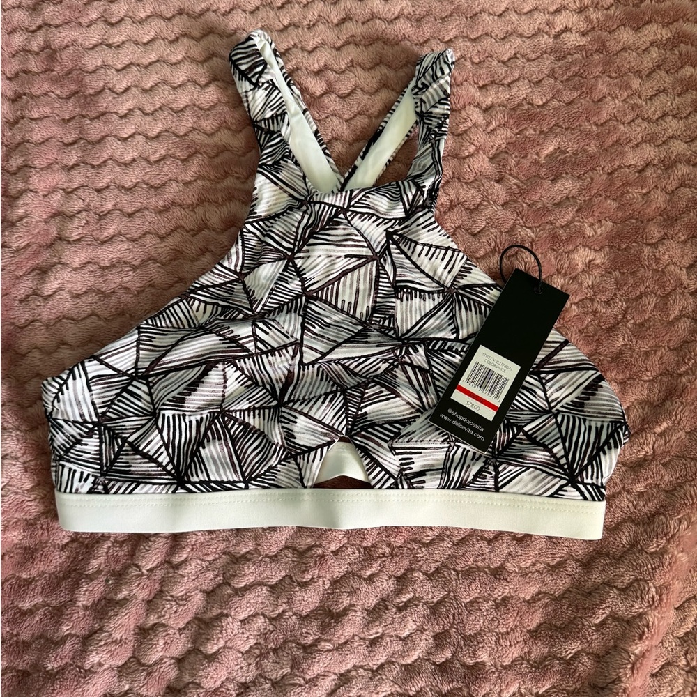 NEW Dolce Vita Sunbleached High Neck Top in White/Black [SZ XS ]